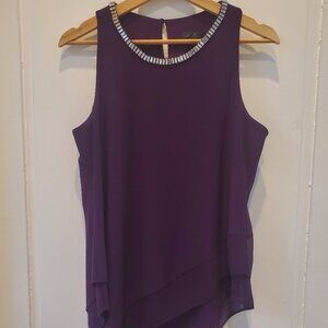 Rhinestone neck Sleeveless Formal Blouse